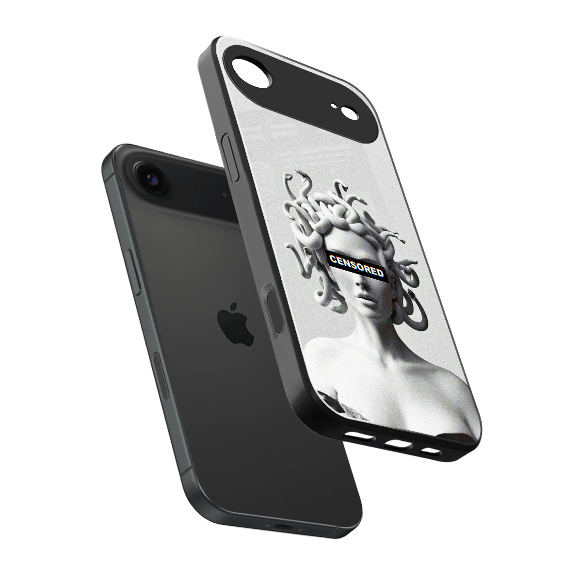 Censored sleek iphone air cover with tempered glass back and TPU edges