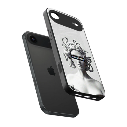 Censored sleek iphone air cover with tempered glass back and TPU edges