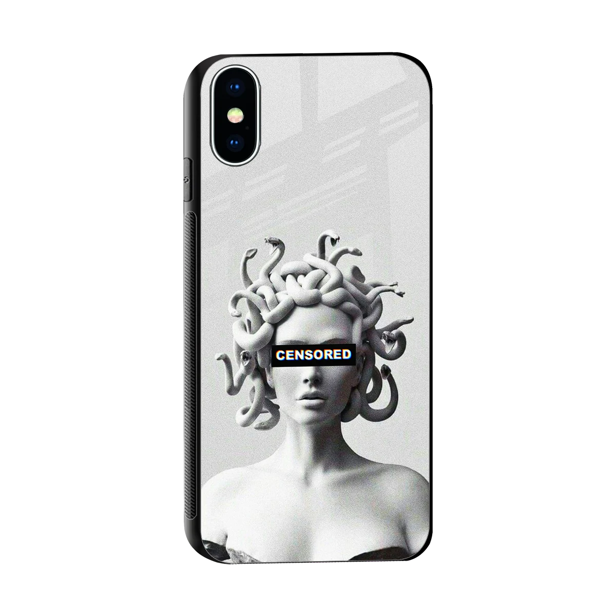 Censored sleek iphone x cover with tempered glass back and TPU edges