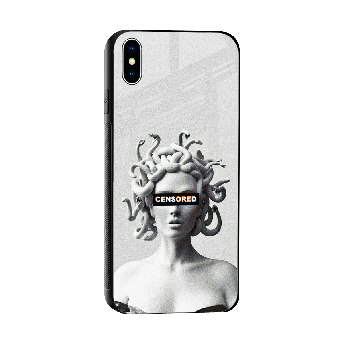 Censored sleek iphone xs max cover with tempered glass back and TPU edges