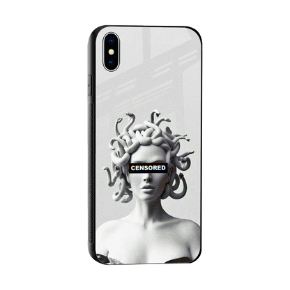 Censored sleek iphone xs max cover with tempered glass back and TPU edges