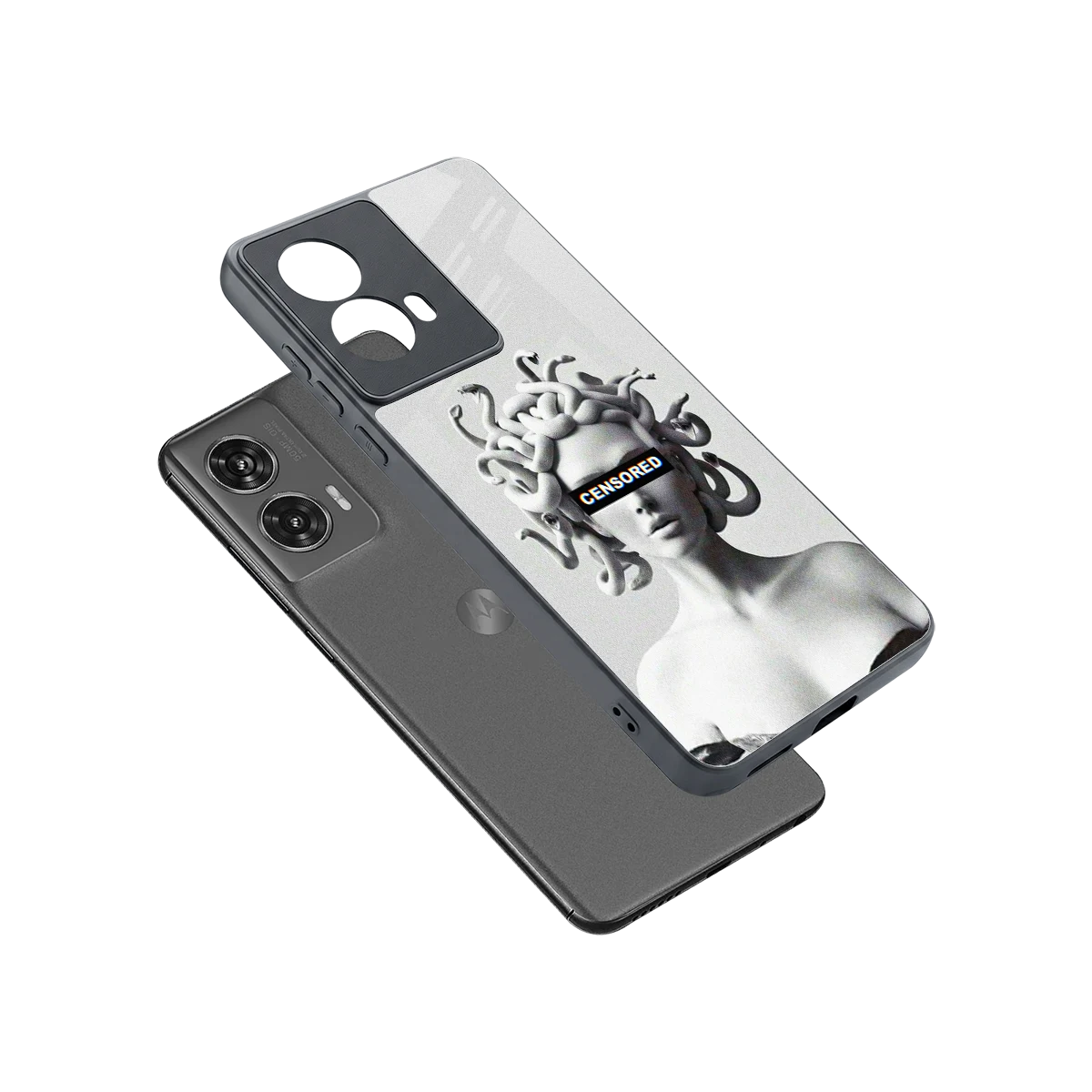 Censored sleek motorola edge 50 fusion cover with tempered glass back and TPU edges