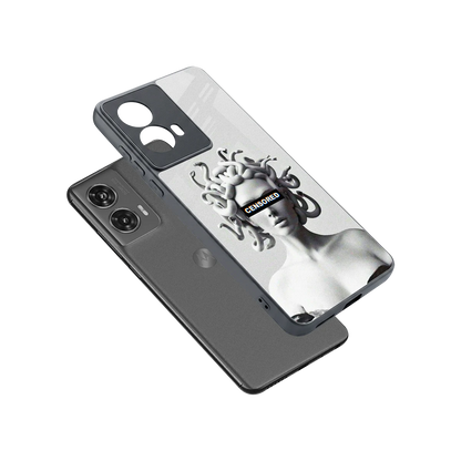Censored sleek motorola edge 50 fusion cover with tempered glass back and TPU edges