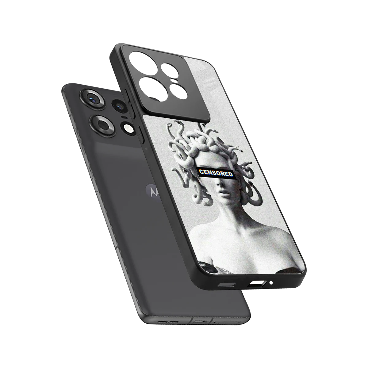 Censored sleek motorola edge 50 pro cover with tempered glass back and TPU edges