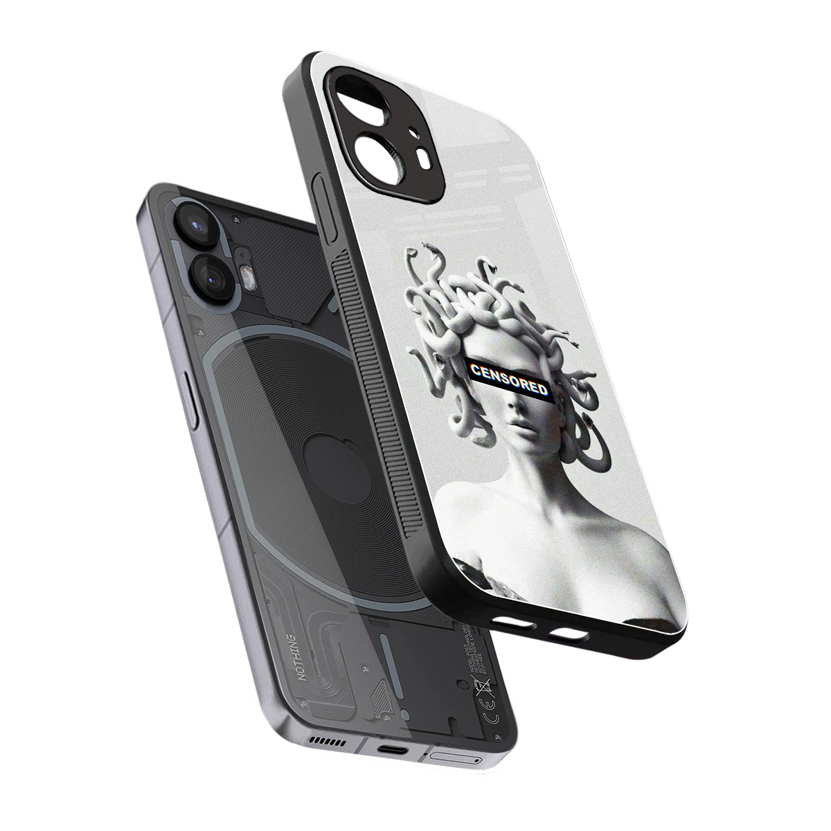 Censored sleek nothing phone 2 cover with tempered glass back and TPU edges