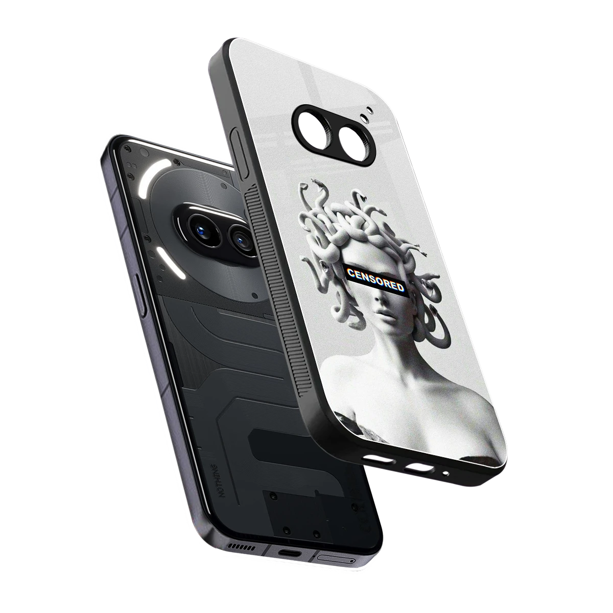 Censored sleek nothing phone 2a cover with tempered glass back and TPU edges