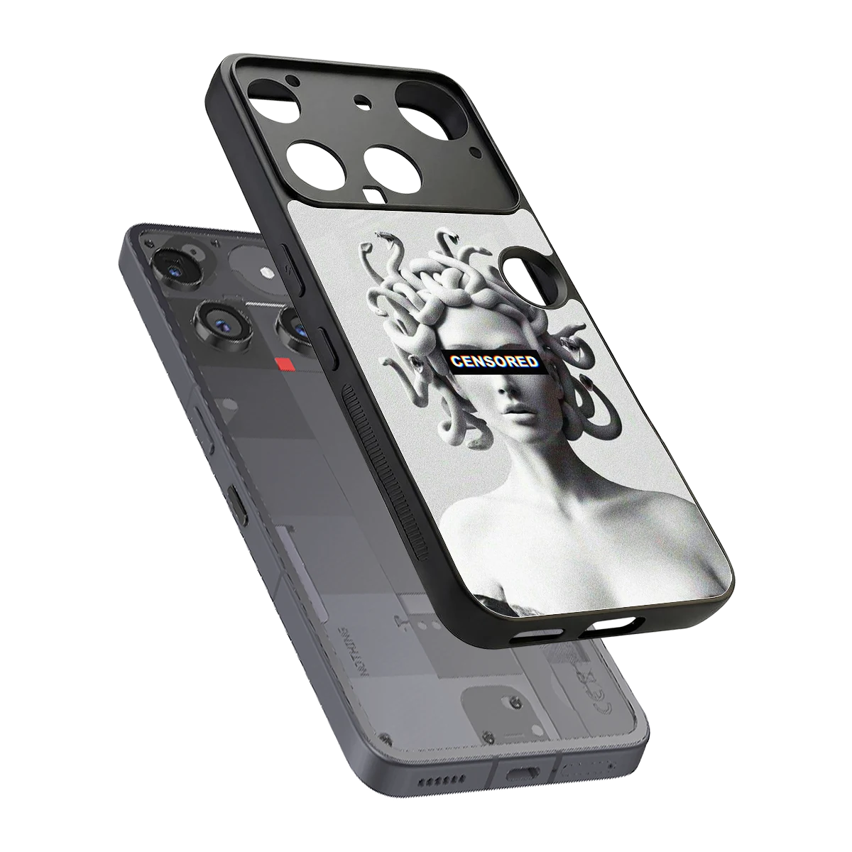 Censored sleek nothing phone 3 cover with tempered glass back and TPU edges