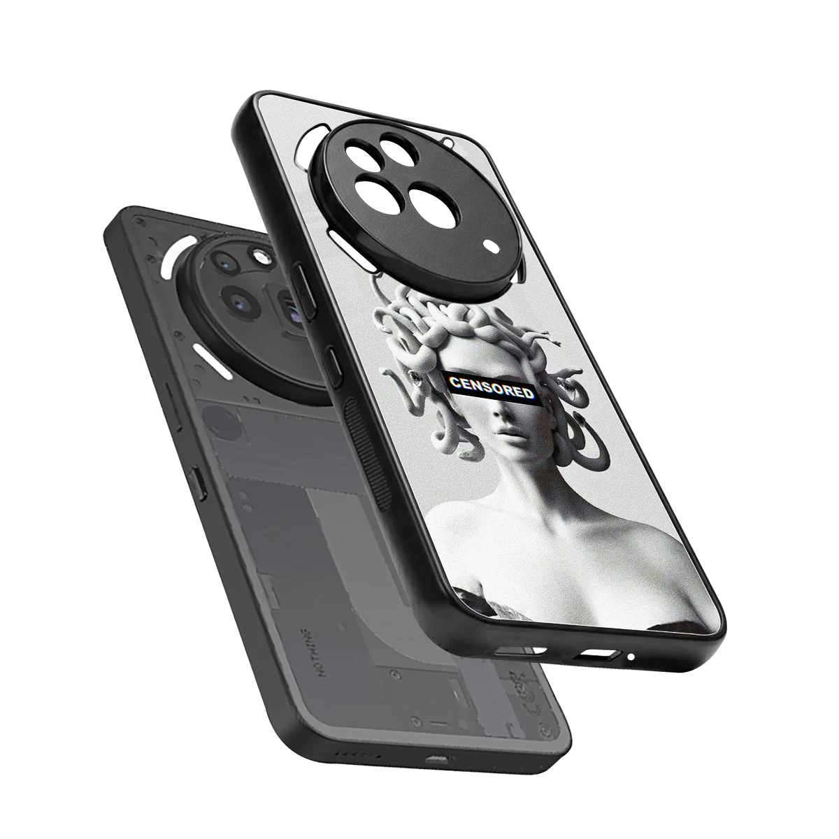 Censored sleek nothing phone 3a pro cover with tempered glass back and TPU edges