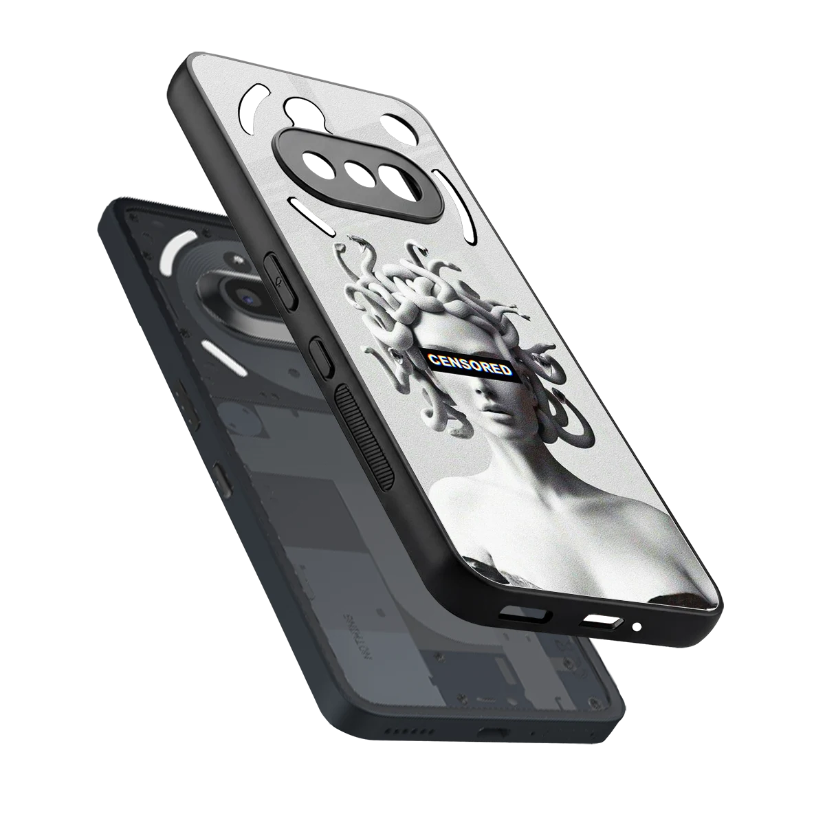 Censored sleek nothing phone 3a cover with tempered glass back and TPU edges