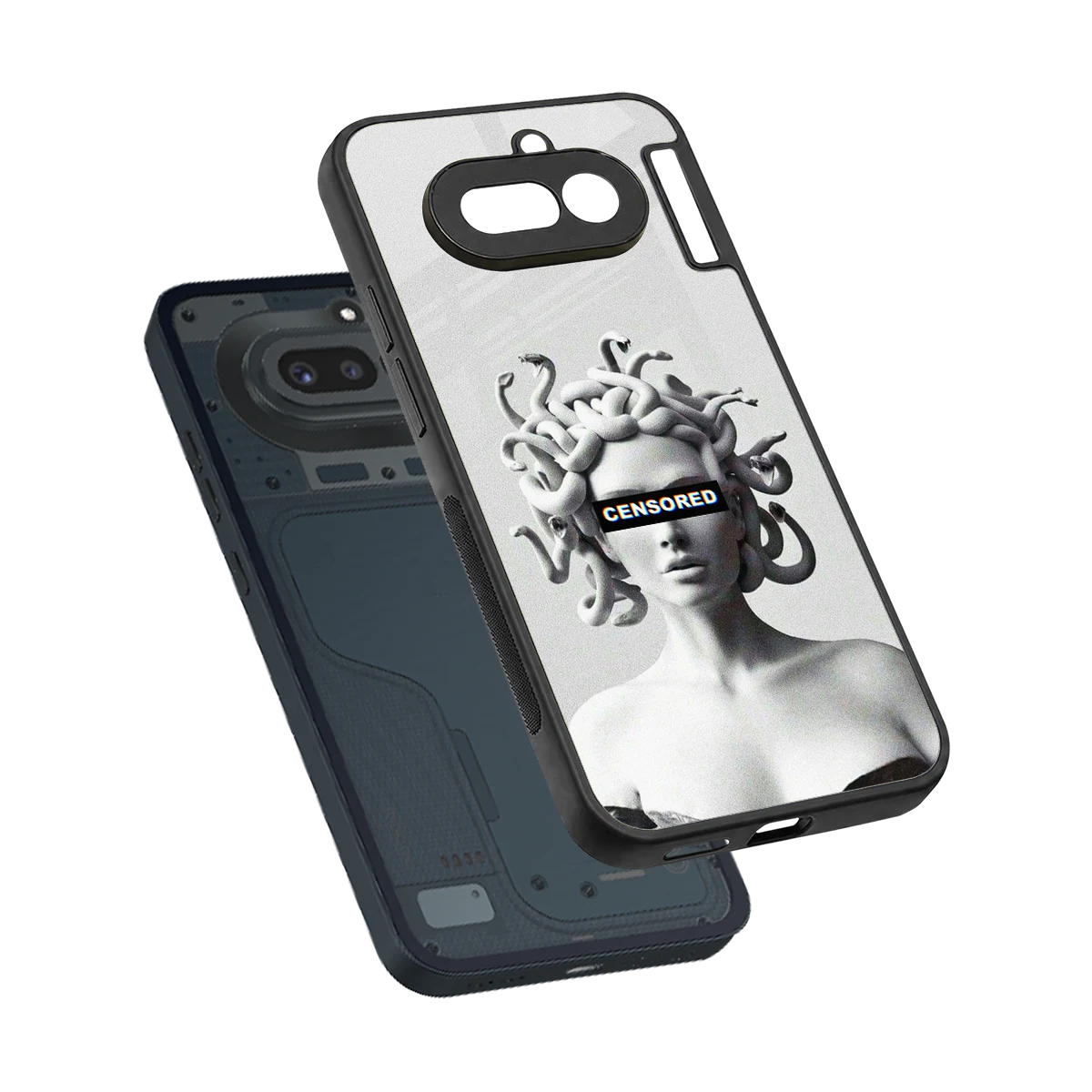 Censored sleek nothing phone 4a cover with tempered glass back and TPU edges