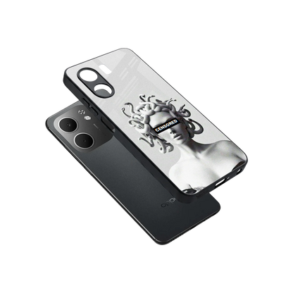 Censored sleek oppo a5x 5g cover with tempered glass back and TPU edges