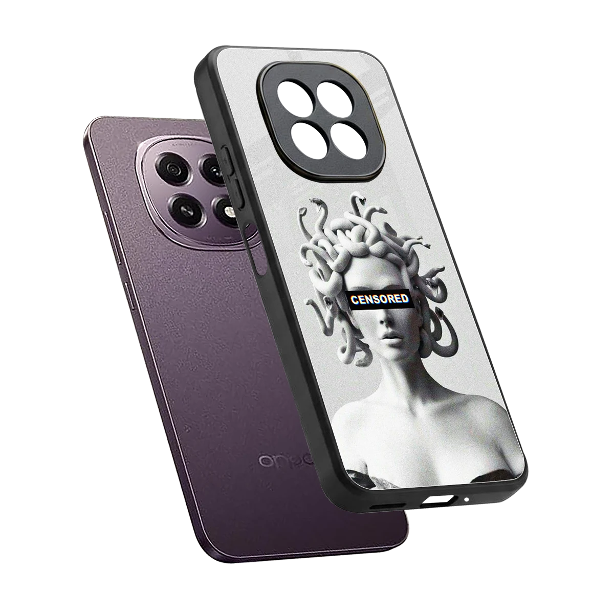 Censored sleek oppo f29 5g cover with tempered glass back and TPU edges