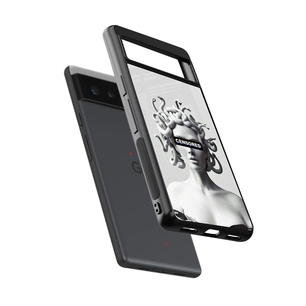 Censored sleek google pixel 6a cover with tempered glass back and TPU edges