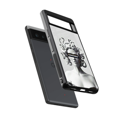 Censored sleek google pixel 6a cover with tempered glass back and TPU edges