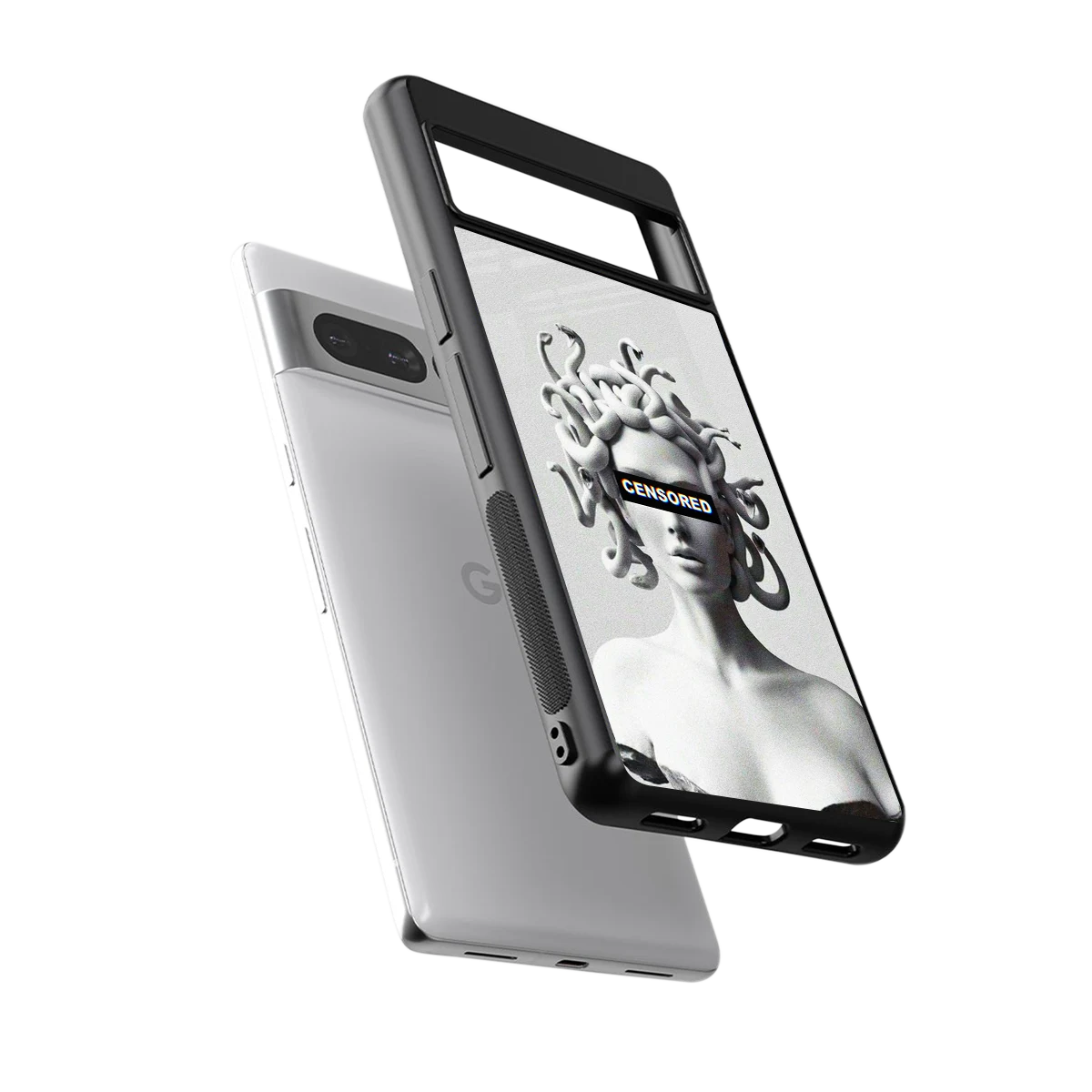 Censored sleek google pixel 7 pro cover with tempered glass back and TPU edges