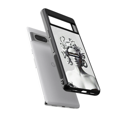 Censored sleek google pixel 7 pro cover with tempered glass back and TPU edges