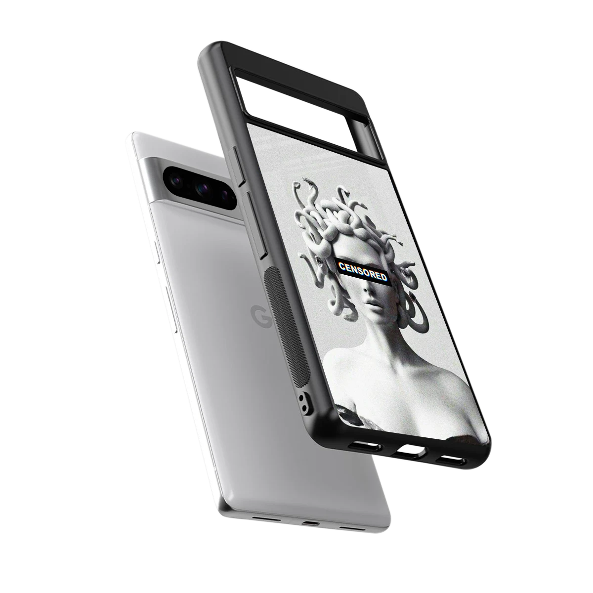 Censored sleek google pixel 8 pro cover with tempered glass back and TPU edges