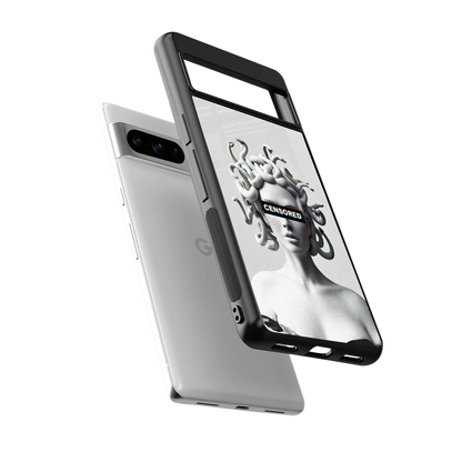Censored sleek google pixel 8 pro cover with tempered glass back and TPU edges