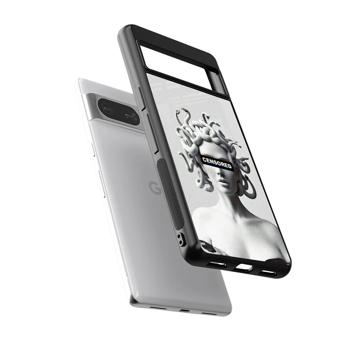 Censored sleek google pixel 8 cover with tempered glass back and TPU edges
