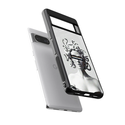 Censored sleek google pixel 8 cover with tempered glass back and TPU edges