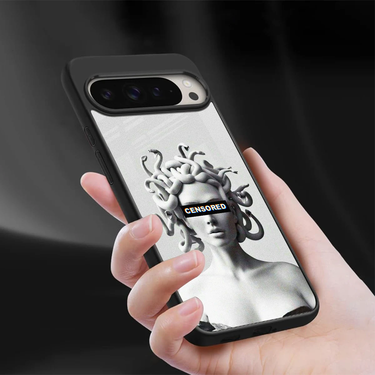 Censored sleek google pixel 9 pro cover with tempered glass back and TPU edges