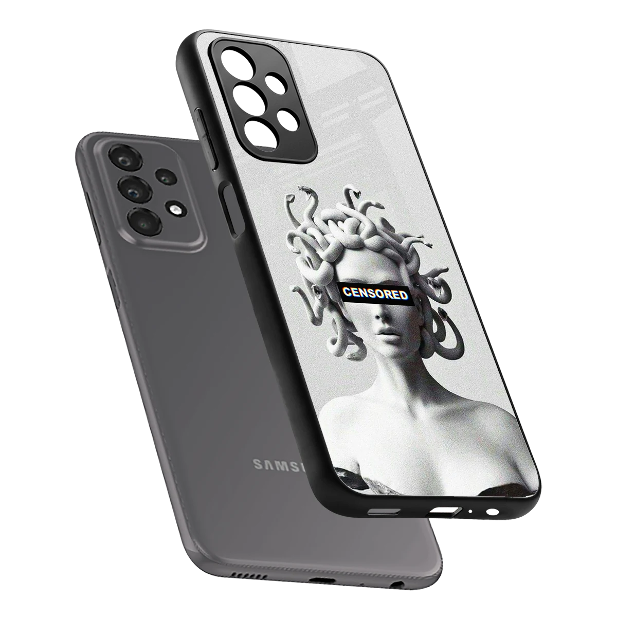 Censored sleek samsung galaxy a23 cover with tempered glass back and TPU edges