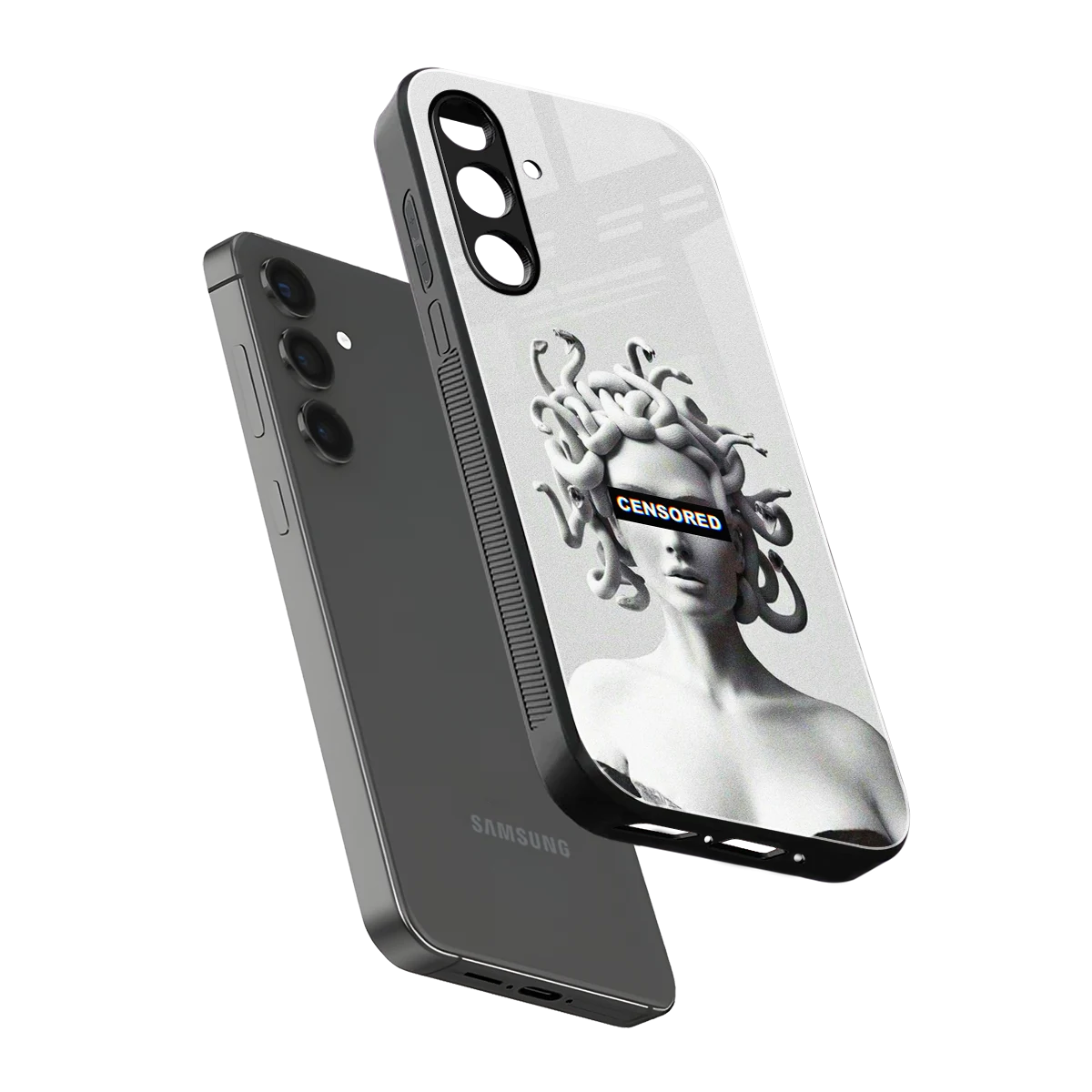 Censored sleek samsung galaxy m35 5g cover with tempered glass back and TPU edges