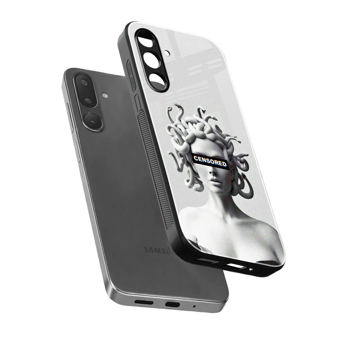 Censored sleek samsung galaxy m36 5g cover with tempered glass back and TPU edges