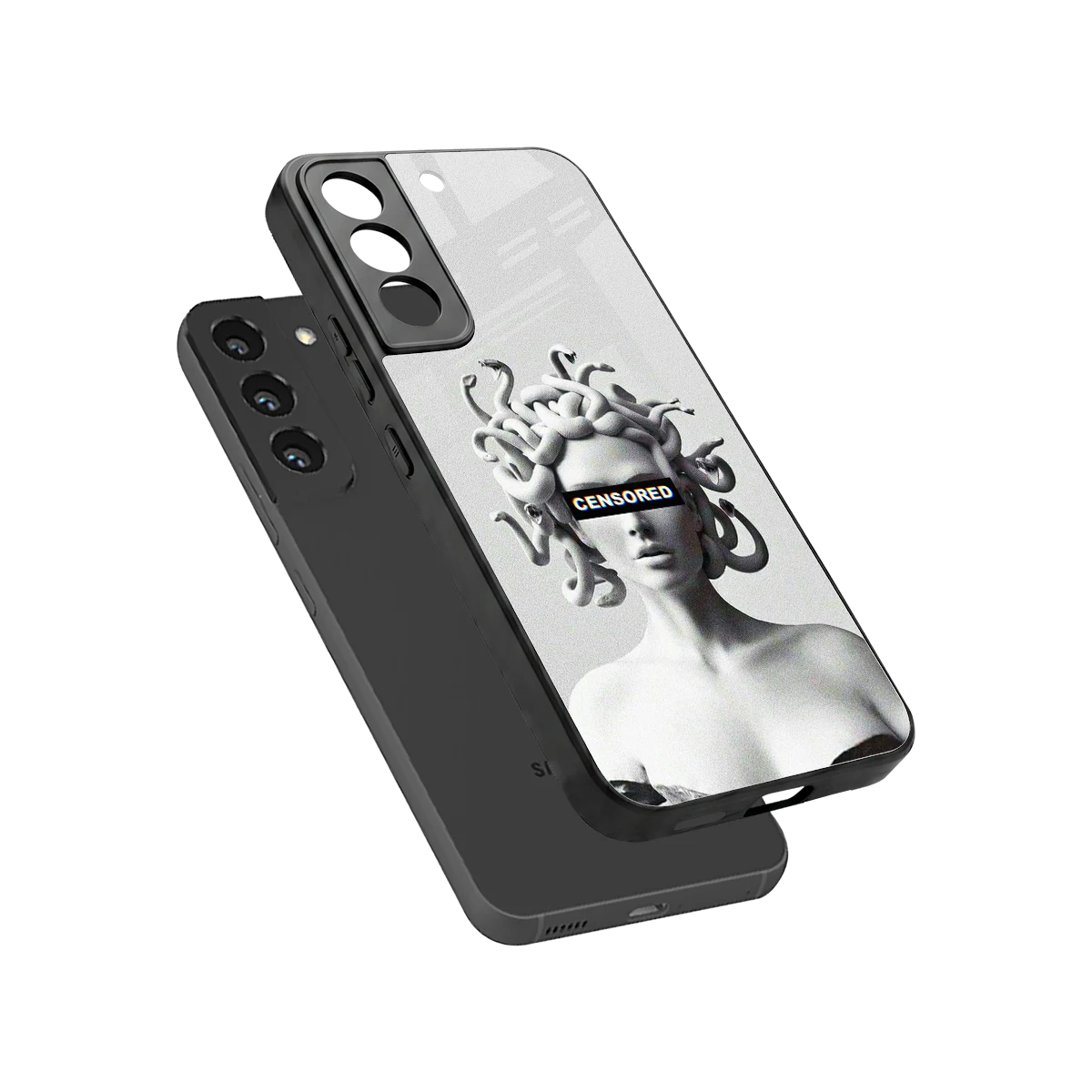 Censored sleek samsung galaxy s22 cover with tempered glass back and TPU edges
