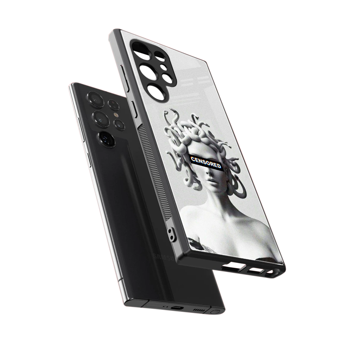 Censored sleek samsung galaxy s23 ultra cover with tempered glass back and TPU edges