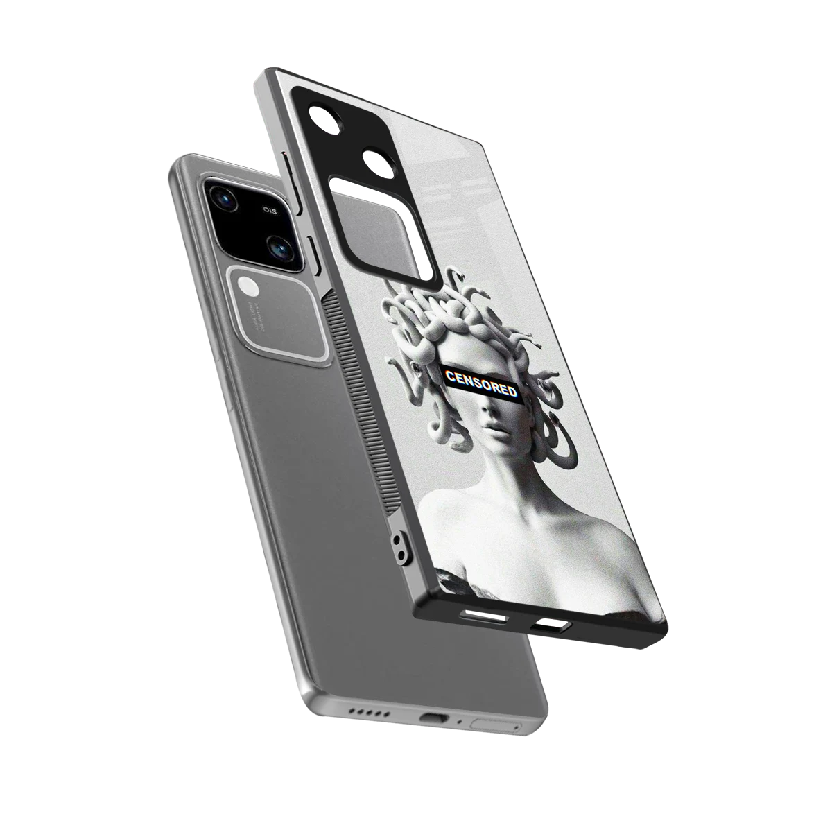 Censored sleek vivo v30 cover with tempered glass back and TPU edges