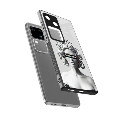 Censored sleek vivo v30 cover with tempered glass back and TPU edges