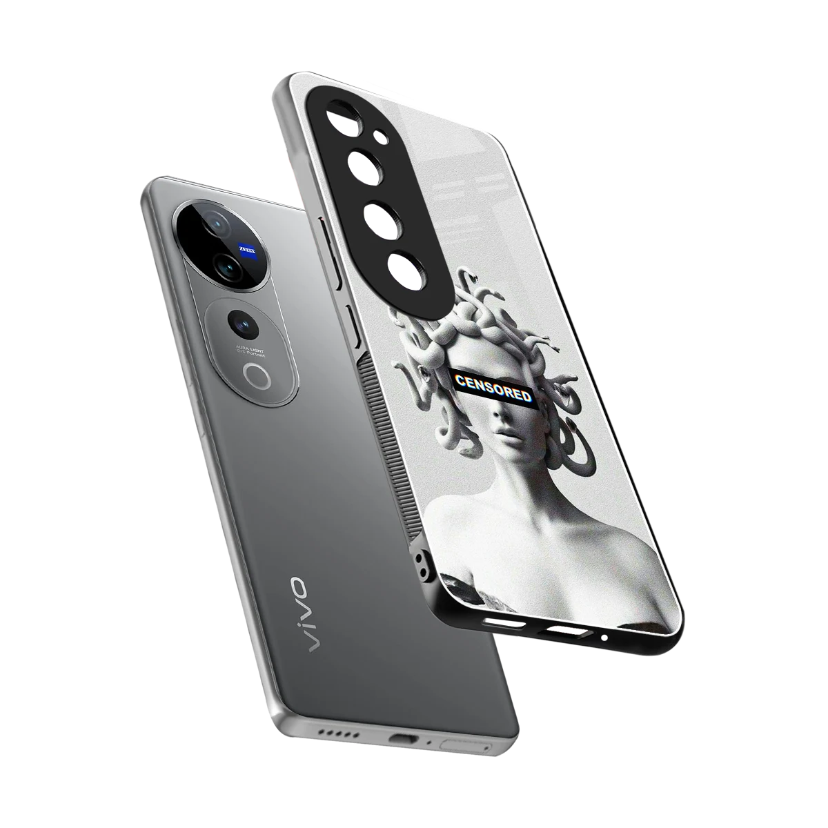 Censored sleek vivo v40 pro cover with tempered glass back and TPU edges