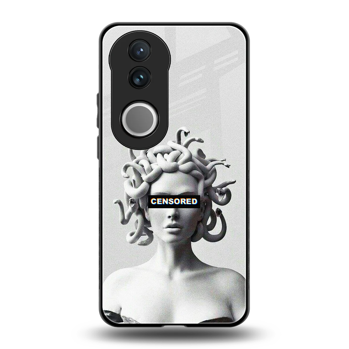 Censored back phone cover | glass case for vivo v50