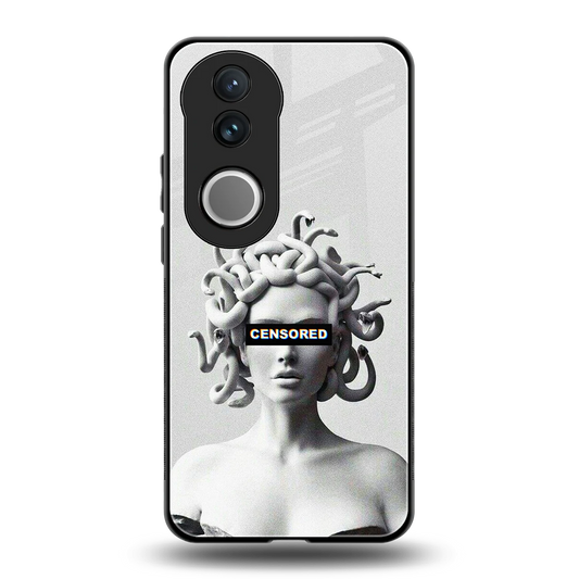 Censored back phone cover | glass case for vivo v50