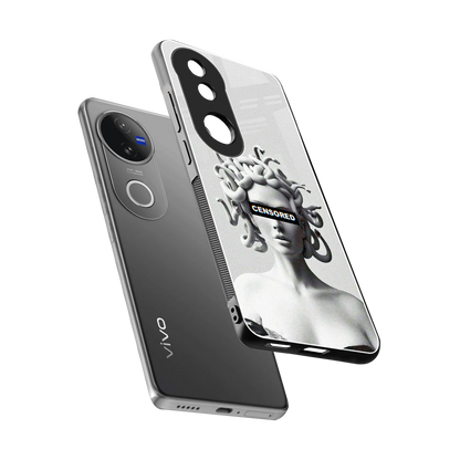 Censored sleek vivo v50 cover with tempered glass back and TPU edges