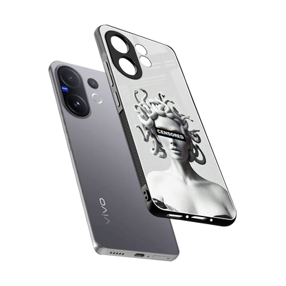Censored sleek vivo v60 cover with tempered glass back and TPU edges