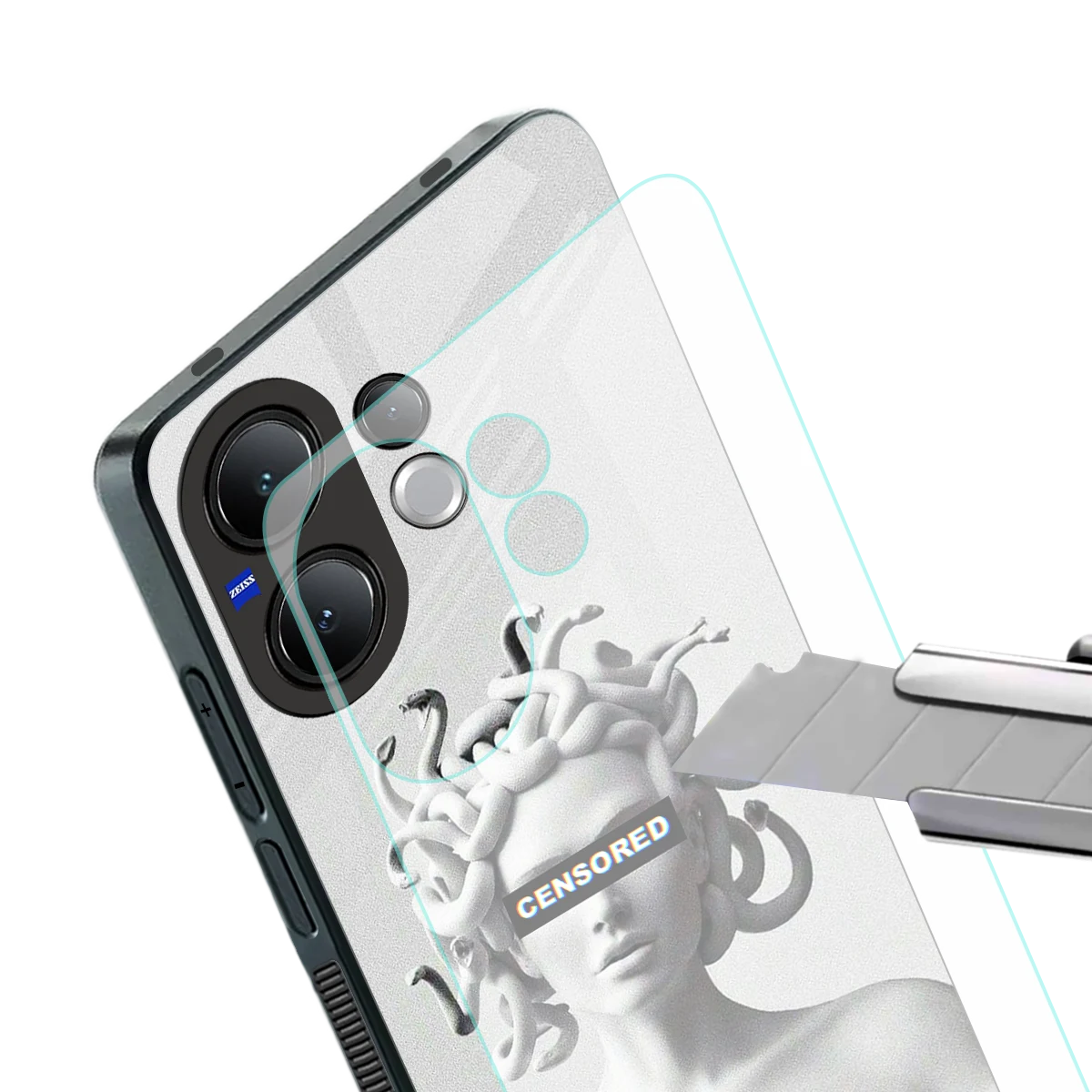 Censored stylish phone case for vivo v60 | glossy glass and slim fit