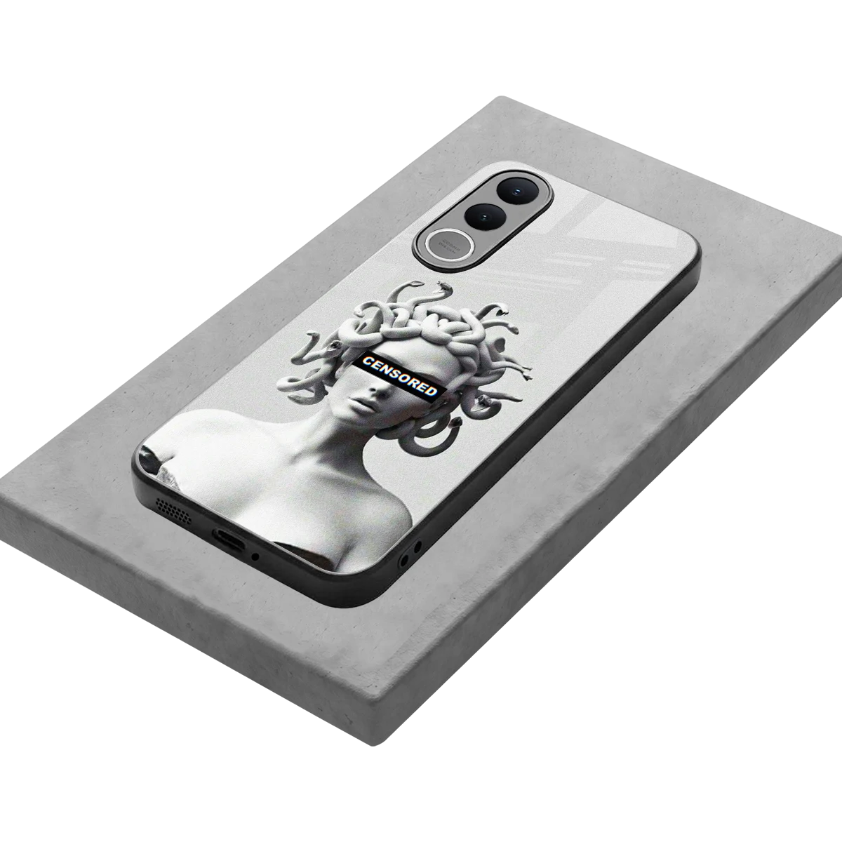Censored stylish phone case for vivo v70 fe | glossy glass and slim fit