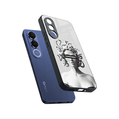 Censored sleek vivo v70 fe cover with tempered glass back and TPU edges