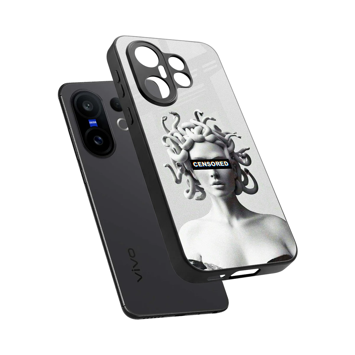 Censored sleek vivo x200 fe cover with tempered glass back and TPU edges