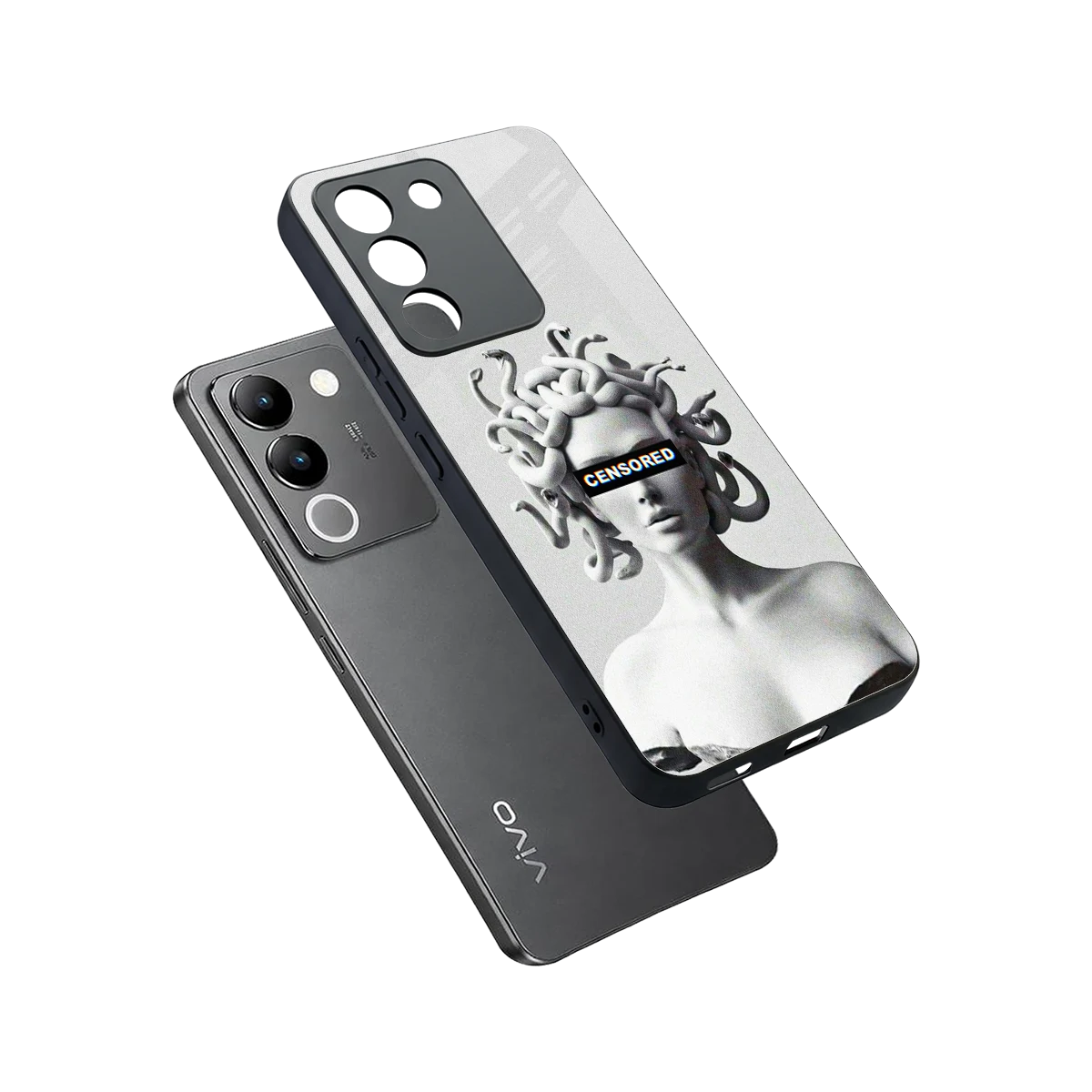 Censored sleek vivo y200 5g cover with tempered glass back and TPU edges