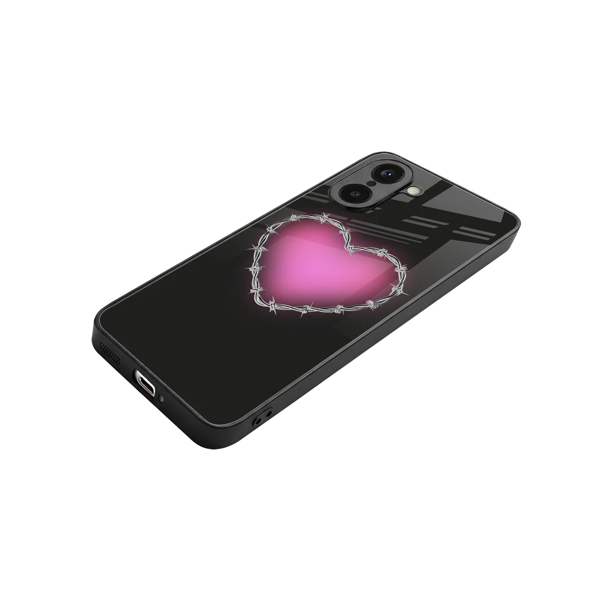 Chained Heart stylish phone case for oneplus nord ce5 5g | glossy glass and slim fit