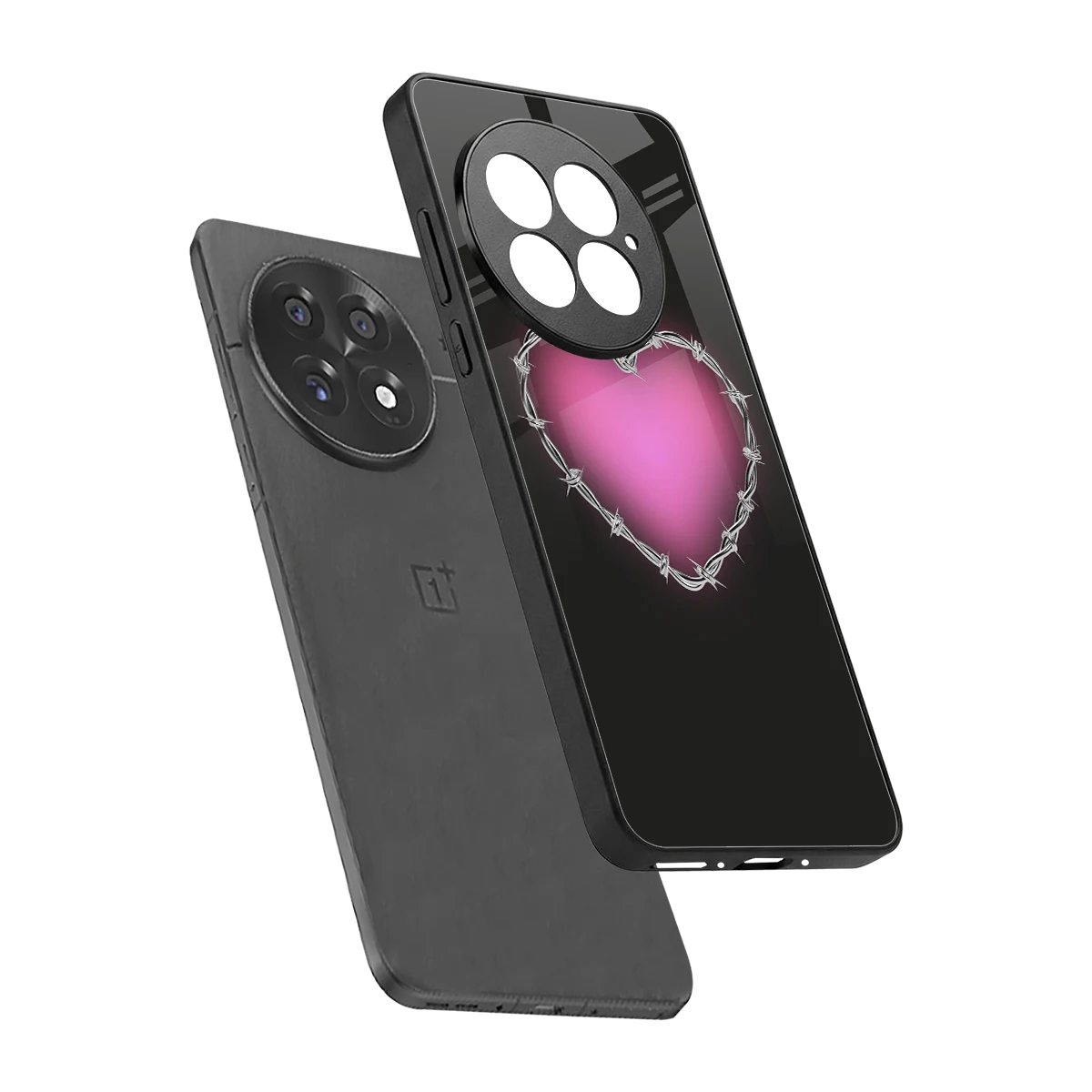 Chained Heart sleek oneplus 13 cover with tempered glass back and TPU edges