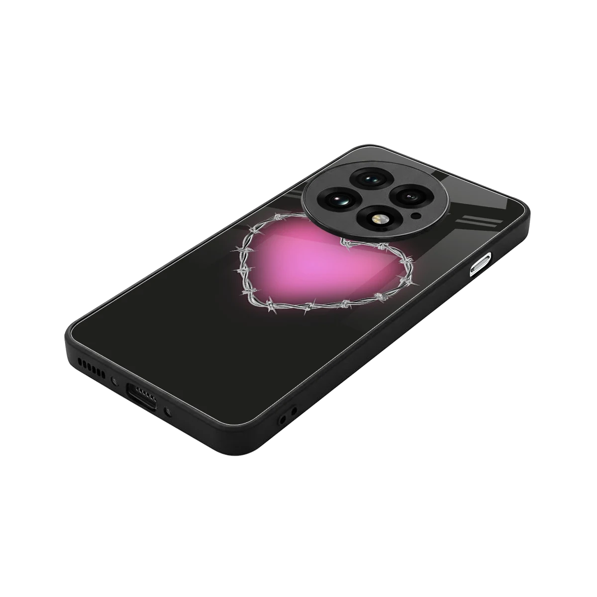 Chained Heart stylish phone case for oneplus 13 | glossy glass and slim fit