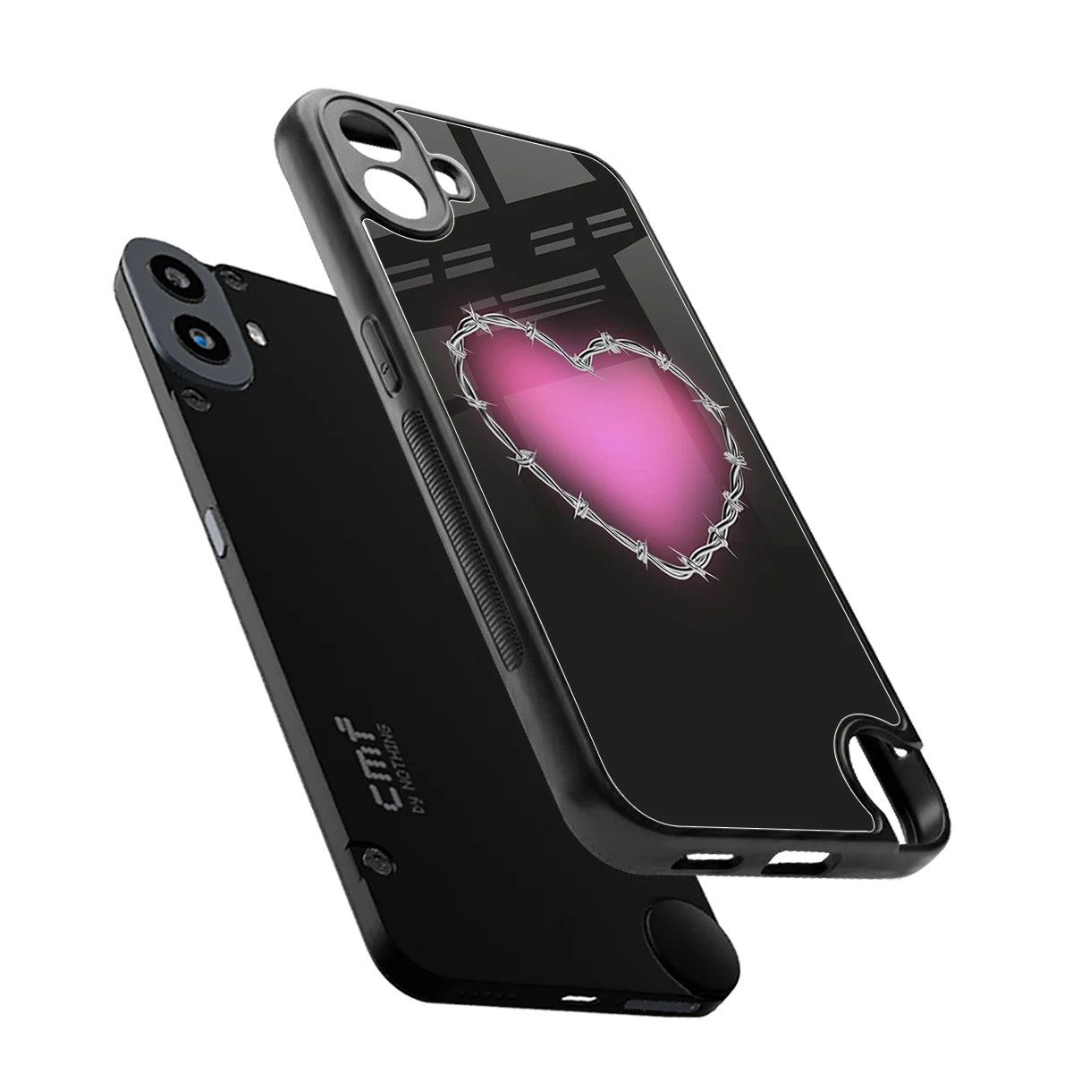 Chained Heart sleek cmf nothing phone 1 cover with tempered glass back and TPU edges
