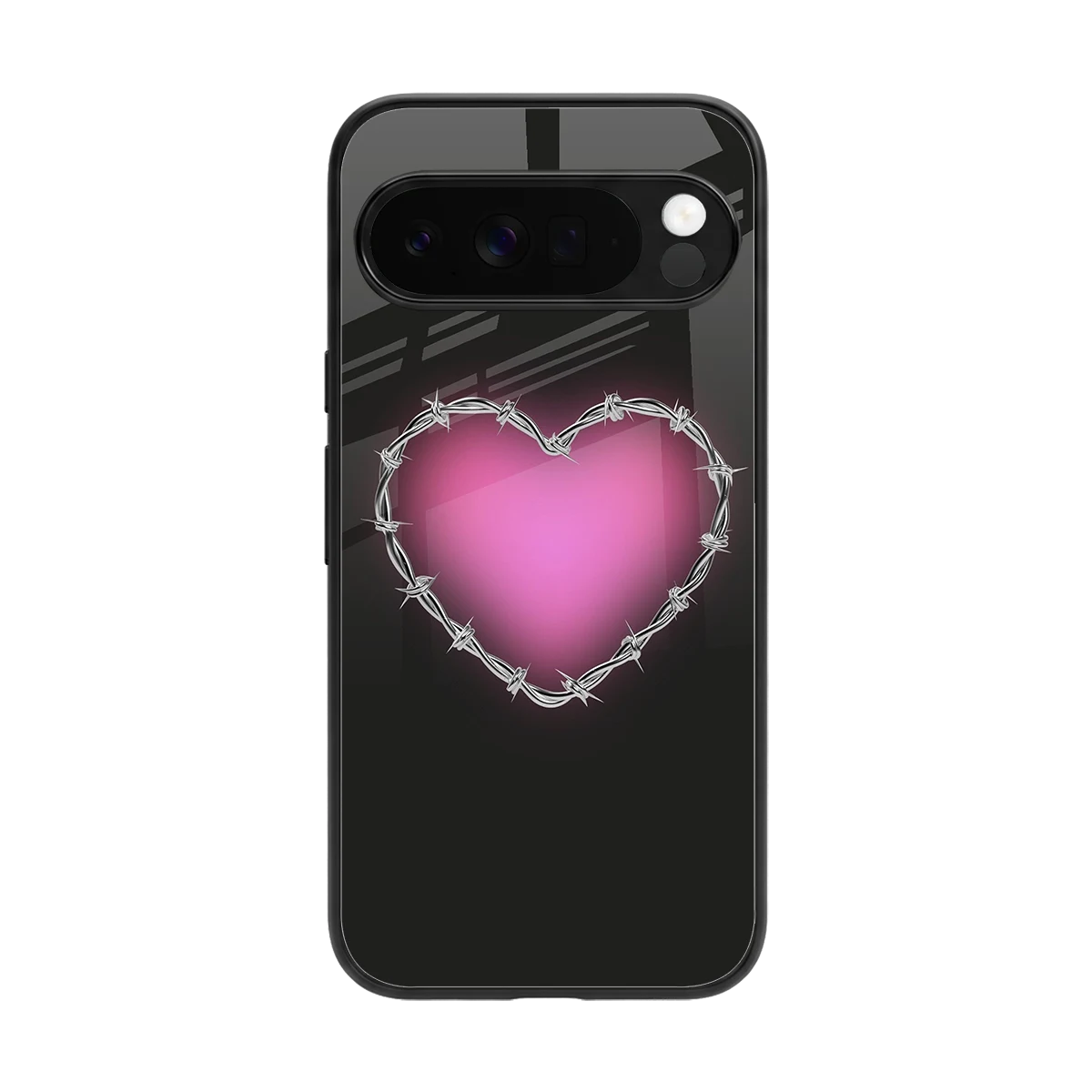 Chained Heart back phone cover | glass case for google pixel 10 pro xl