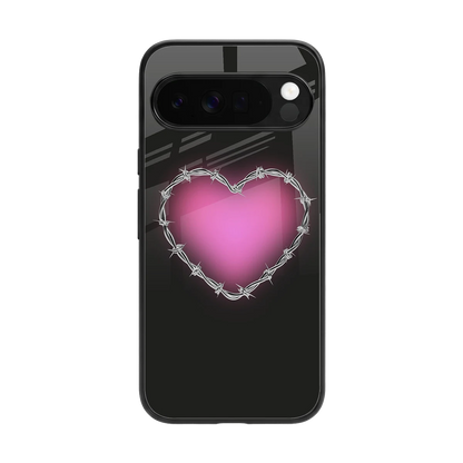 Chained Heart back phone cover | glass case for google pixel 10 pro xl