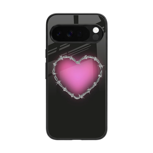 Chained Heart back phone cover | glass case for google pixel 10 pro xl