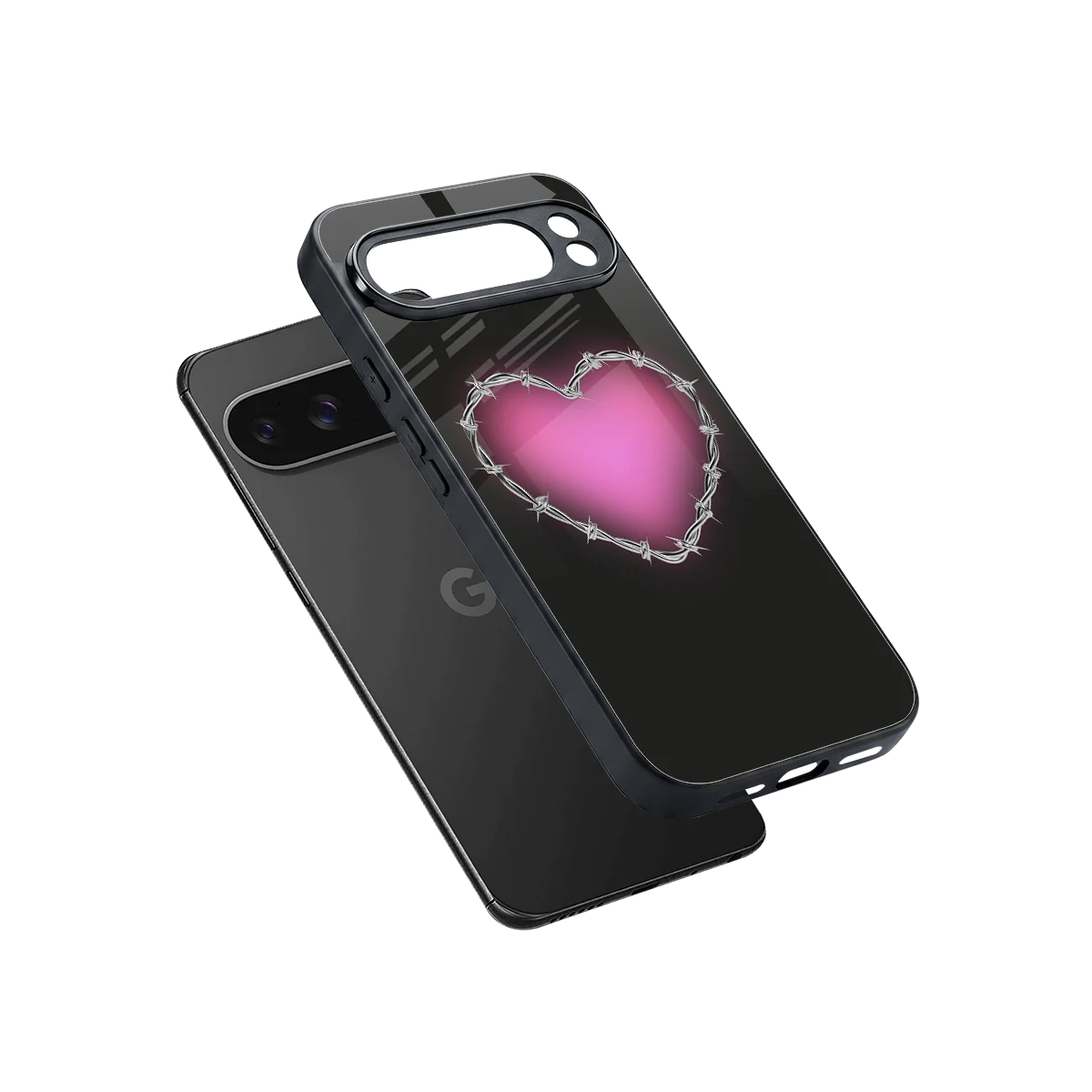 Chained Heart sleek google pixel 10 pro xl cover with tempered glass back and TPU edges